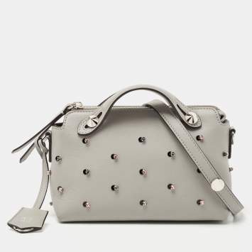 مملوكة مسبقًا Fendi Grey Leather Mini Crystals Embellished By The Way Crossbody Bag
