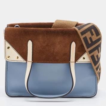 Pre Owned Fendi Tri Color Leather Small Flip Bag