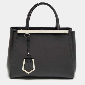 Pre Owned Fendi Black Patent Leather Small 2Jours Tote