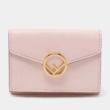 Pre Owned Fendi Light Pink Leather F is Fendi Trifold Wallet