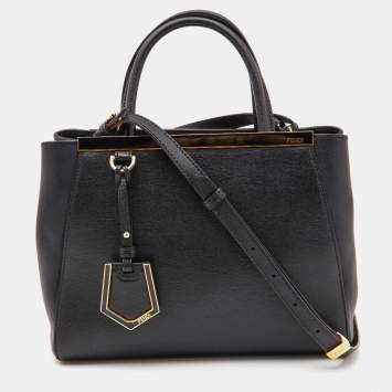 Pre Owned Fendi Black Leather Small 2Jours Tote