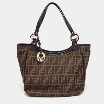 Pre Owned Fendi Tobacco Zucca Canvas and Leather Chef Shopper Tote