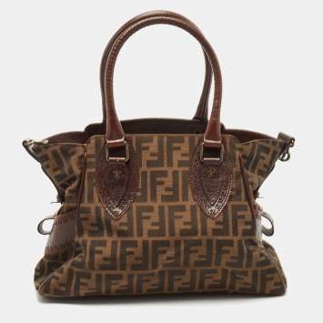 مملوكة مسبقًا Fendi Tobacco Zucca Canvas and Leather Small Zucca Chef De Jour Bag