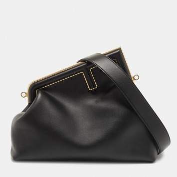 Pre Owned Fendi Black Leather Medium First Shoulder Bag
