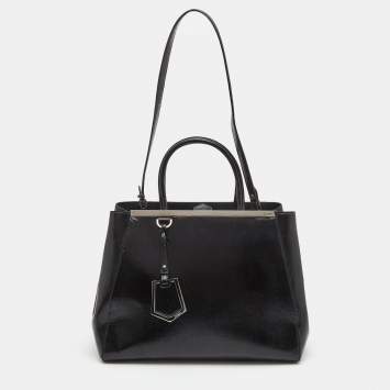Pre Owned Fendi Black Patent Leather Medium 2Jours Tote