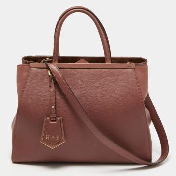 Pre Owned Fendi Old Rose Leather Medium 2Jours Tote