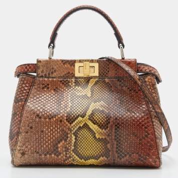 مملوكة مسبقًا Fendi Multicolor Python Mini Peekaboo Top Handle Bag