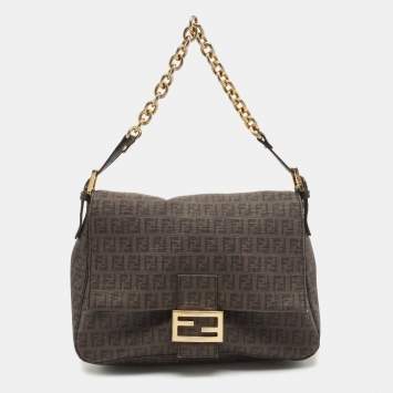 Pre Owned Fendi Tobacco Zuchinno Coated Canvas Mama Flap Shoulder Bag