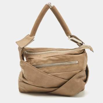 Pre Owned Fendi Beige Suede Hobo