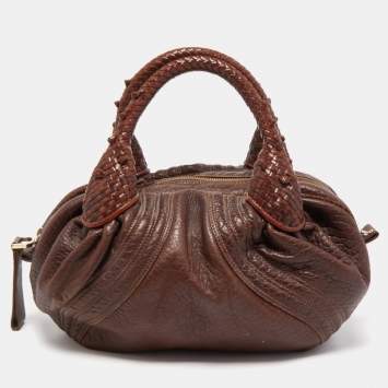 Pre Owned Fendi Brown Leather Baby Spy Bag