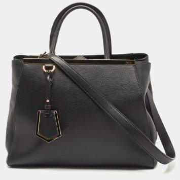 Pre Owned Fendi Black Leather Medium 2Jours Tote