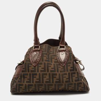 مملوكة مسبقًا Fendi Tobacco Zucca Canvas and Leather Small Chef De Jour Bag