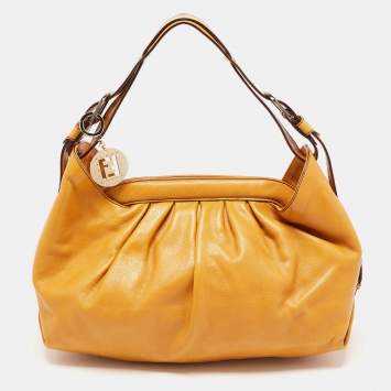 Pre Owned Fendi Tan Leather Frame Hobo