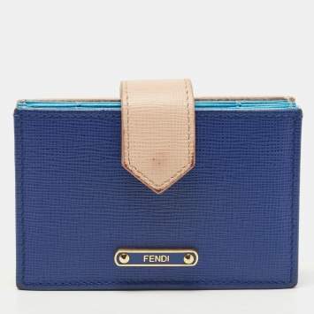 Pre Owned Fendi Tri Color Leather Gusset Card Holder