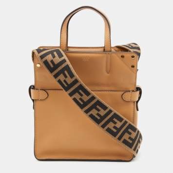 Pre Owned Fendi Beige Leather Small Flip Bag