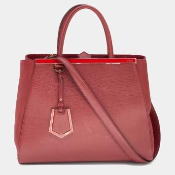 Pre Owned Fendi Red Leather Medium 2Jours Tote