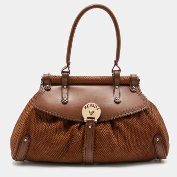 مملوكة مسبقًا Fendi Tan/Brown Snakeskin Embossed Leather Magic Shoulder Bag