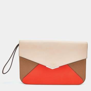 Pre Owned Fendi Tri Color Leather 2Jours Envelope Clutch