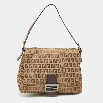 مملوكة مسبقًا Fendi Beige/Brown Zucchino Canvas and Leather Mama Baguette Bag