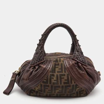 Pre Owned Fendi Tobacco Zucca Canvas and Leather Baby Spy Bag