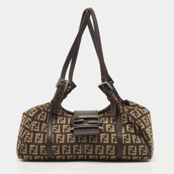 Pre Owned Fendi Tobacco Zucca Canvas and Leather Shoulder Bag