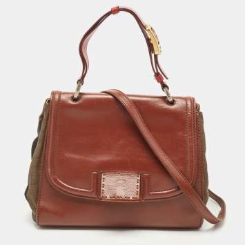 Pre Owned Fendi Multicolor Penguin Stripe Canvas and Leather Silvana Top Handle Bag