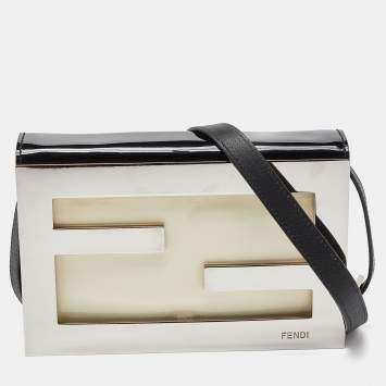 Pre Owned Fendi Multicolor Patent and Leather Metal FF Flap Bag
