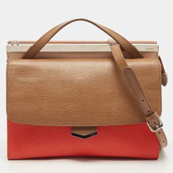 Pre Owned Fendi Tricolor Leather Small Demi Jour Top Handle Bag