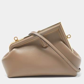 Pre Owned Fendi Beige Leather Small First Shoulder Bag