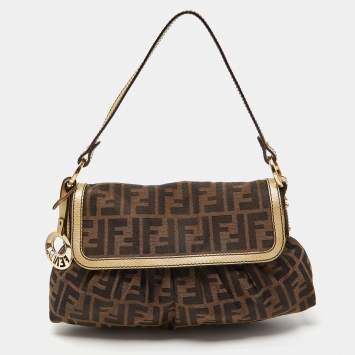 Pre Owned Fendi Tobacco Zucca Canvas Small Chef Shoulder Bag