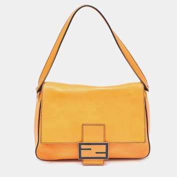 Pre Owned Fendi Orange Leather Large Mama Forever Shoulder Bag