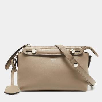 Pre Owned Fendi Grey Leather Mini By The Way Crossbody Bag
