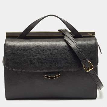 Pre Owned Fendi Black Leather Small Demi Jour Top Handle Bag
