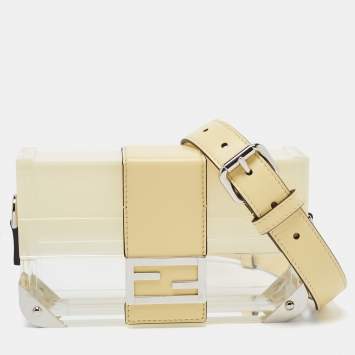Pre Owned Fendi Yellow/Clear Plexiglass and Leather Mini Trunk Baguette 