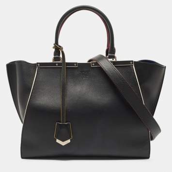 Pre Owned Fendi Black Leather Small 3Jours Tote