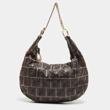 Pre Owned Fendi Multicolor Zucca Fabric and Leather Chef Chain Hobo
