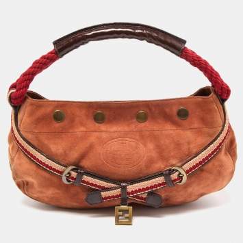 Pre Owned Fendi Brown Suede Rope handle Hobo