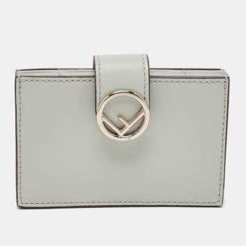Pre Owned Fendi Pale Blue Leather F is Fendi Card Holder 