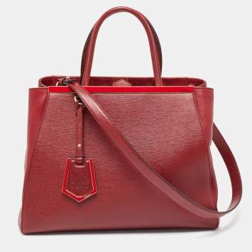 Pre Owned Fendi Red Leather Medium 2Jours Tote