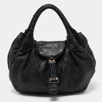 Pre Owned Fendi Black Nappa Leather Spy Bag
