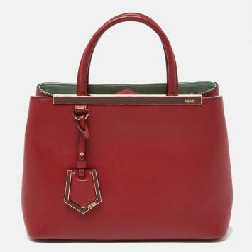 Pre Owned Fendi Red Leather Small 2Jours Tote