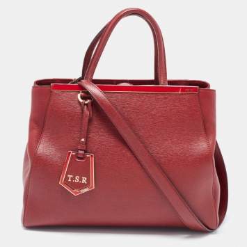Pre Owned Fendi Red Leather Medium 2Jours Tote