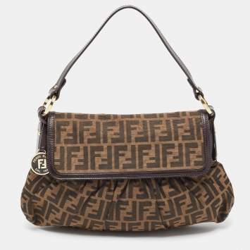 Pre Owned Fendi Tobacco Zucca Canvas and Leather Chef Shoulder Bag