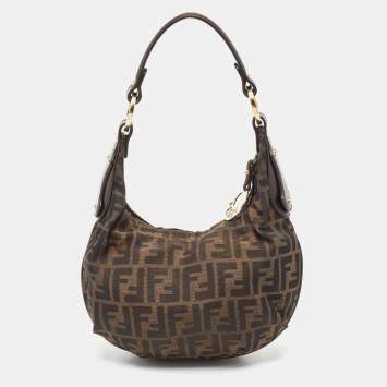 Pre Owned Fendi Brown Zucca Canvas Chef Hobo