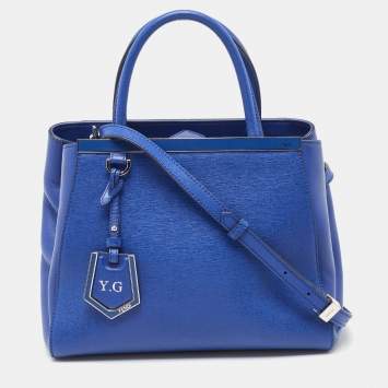 Pre Owned Fendi Blue Leather Small 2Jours Tote