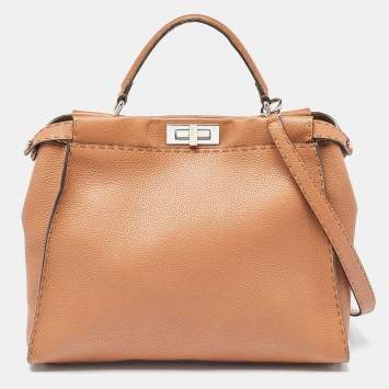 مملوكة مسبقًا Fendi Brown Leather Large Peekaboo Top Handle Bag