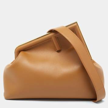 Pre Owned Fendi Brown Leather Medium Fendi First Shoulder Bag