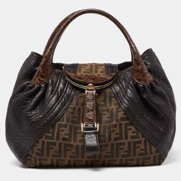 Pre Owned Fendi Tobacco Textured Leather Spy Bag