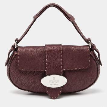 مملوكة مسبقًا Fendi Burgundy Selleria Leather Baguette Bag