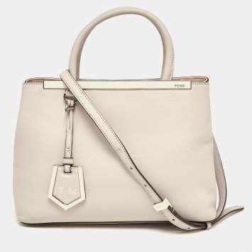 Pre Owned Fendi Grey Leather Small 2Jours Tote